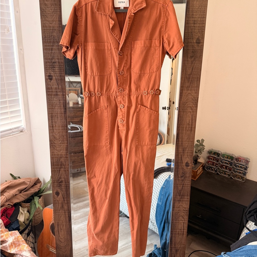 Pistola Button-Up Jumpsuit in Rust